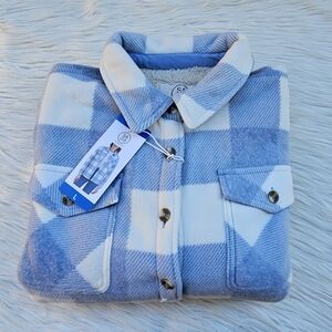 SAGE Women's Plaid Plush Fleece Shirt Jacket Size Large